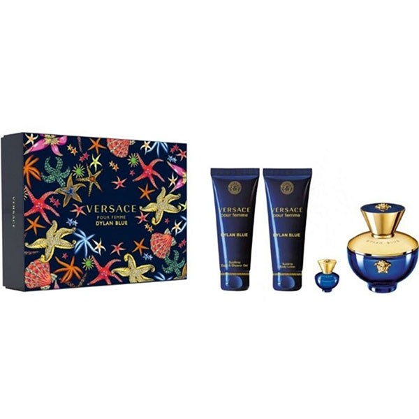 Dylan Blue Pour Femme de Versace 100ml (EDP) de Mujer ((EDP) 50ml + BL 50ml + SG 50ml) (Set)