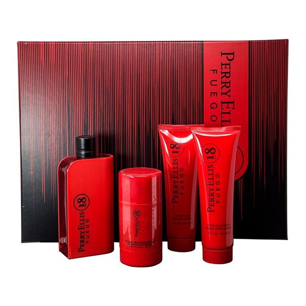18 Fuego de Perry Ellis 100ml (EDT) de Hombre (AS 90ml + SG 90ml + Desodorante) (Set)