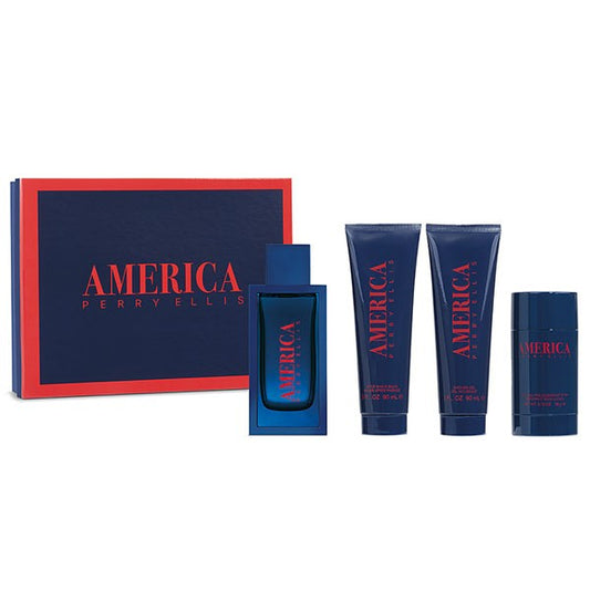 America de Perry Ellis 100ml (EDT) de Hombre (AS 90ml + SG 90ml + Desodorante) (Set)