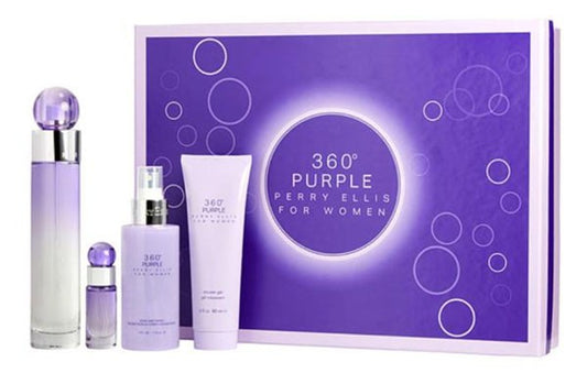 360 Purple de Perry Ellis 100ml (EDP) de Mujer (BL 100ml + SG 100ml + 7.5 ml) (Set)