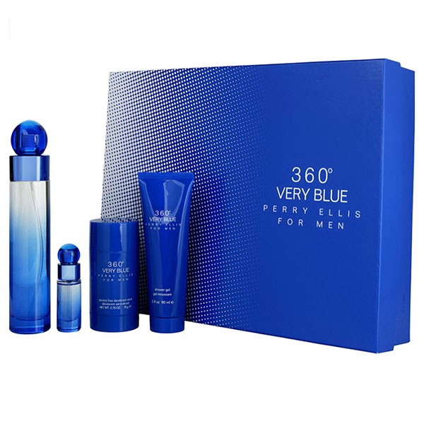 360 Very Blue de Perry Ellis 100ml (EDT) de Hombre (SG 90ml +Desodorante + 7.5 ml (EDT) ) (Set)