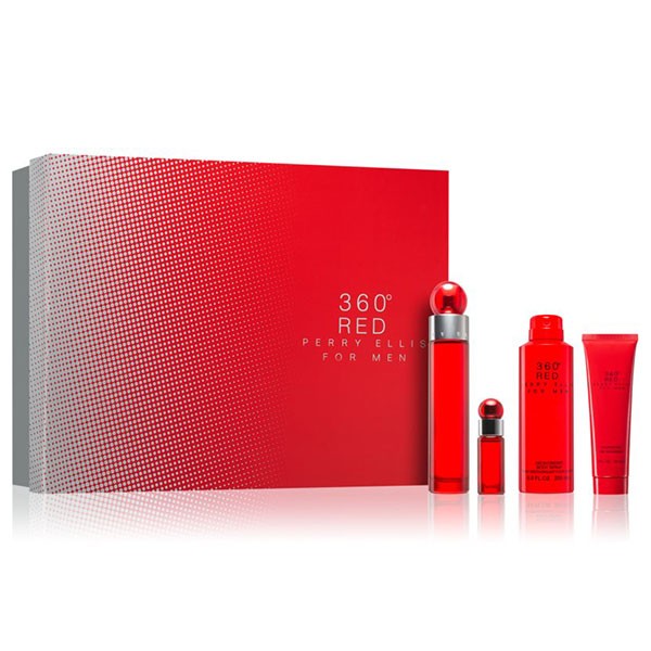 360 Red de Perry Ellis 100ml (EDT) de Hombre ( Body Spray 170 ml + SG 90ml + 7.5 ml) (Set)