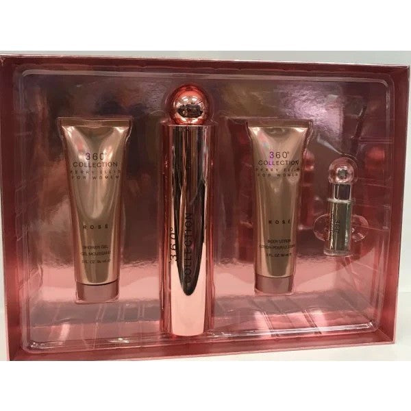 360 Collection Rose de Perry Ellis 100ml (EDP) de Mujer ( BL 100ml + SG 100ml + 7.5 ml) (Set)
