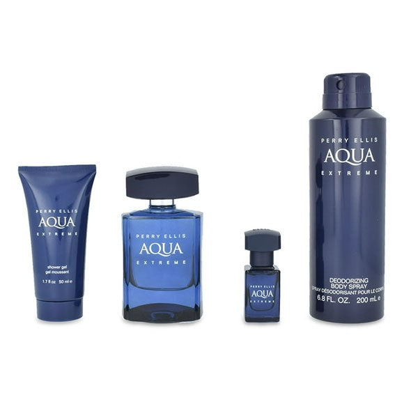 Aqua Extreme de Perry Ellis 100ml (EDT) de Hombre (SG 50ml + Body Spray 200ml + 7 ml (EDT)) (Set)