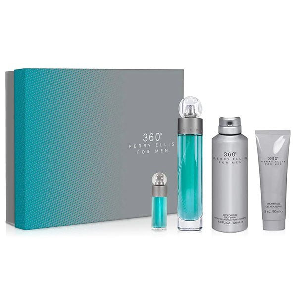 360 de Perry Ellis 100ml (EDT) de Hombre (AS 90ml + SG 90ml + Desodorante + 200ml Desodorante Spray + 7.5 ml (EDT)) (Set)
